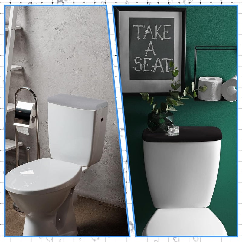 Hoolerry 4 Pcs Toilet Tank Lid Cover Universal Back of Toilet Tank Cover Soft and Absorbent Replacement with Elastic Bottom for Bathroom Decor Accessories(Multicolor) - Image 3